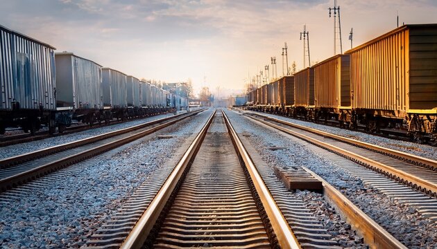 close up view of industrial train tracks and rails