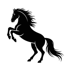 Obraz premium Rearing Horse Silhouette Vector, Dynamic Equestrian Clipart, isolated on white background, ideal for equestrian themes, wildlife art, sports logos, and dynamic animal d