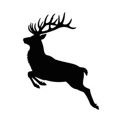 Fototapeta premium Leaping Deer Silhouette Vector, Wildlife Animal Clipart in Action, dynamic wildlife design, nature-inspired graphic for hunting, forest animals, rustic outdoor decoration, active animal illustration