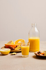 fresh orange juice with turmeric