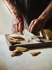 slicing celeriac