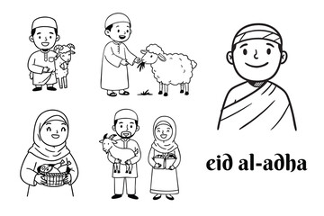 Eid al-Adha Celebration Outline Avatar Illustrations