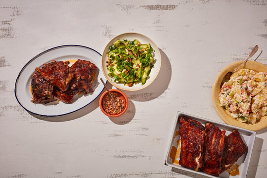 Ribs and salad