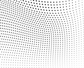 Abstract halftone wave dotted background. Futuristic twisted grunge pattern, dot, circles.  Vector modern optical pop art texture for posters, business cards, cover, labels mock-up, stickers layout
