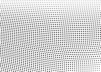 Abstract halftone wave dotted background. Futuristic twisted grunge pattern, dot, circles.  Vector modern optical pop art texture for posters, business cards, cover, labels mock-up, stickers layout