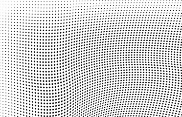 Abstract halftone wave dotted background. Futuristic twisted grunge pattern, dot, circles.  Vector modern optical pop art texture for posters, business cards, cover, labels mock-up, stickers layout