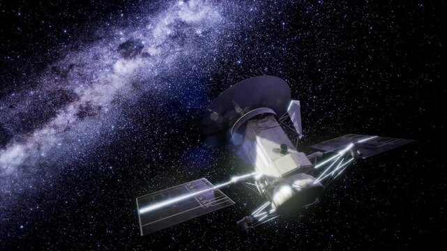 the space probe is flying