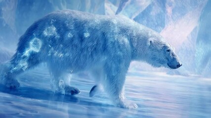 Majestic Polar Bear in a Crystalline Arctic Landscape - Powered by Adobe