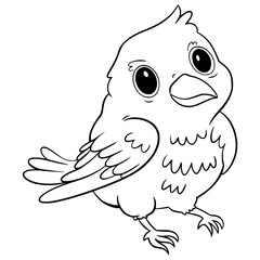 Bird Cute Cartoon Outline Illustration
