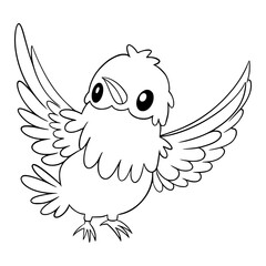 Fototapeta premium Bird Cute Cartoon Outline Illustration