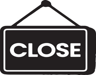 Black and white illustration of a closed sign indicating a business is temporarily unavailable