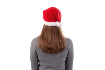 PNG Caucasian female adult in santa hat facing backwards