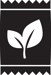 Silhouette vector of a seed packet with a leaf icon, ideal for gardening, farming, agriculture, and eco-friendly product design themes.