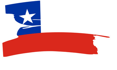 Patriotic Chilean Flag Design Artistic Brushstroke Illustration