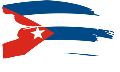 Cuban Flag Artistic Brush Stroke Design, Patriotism Symbol