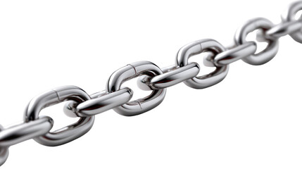 Obraz premium The Symbol of Unity: A shiny metallic chain links, presented with a modern perspective, representing connection and strength.