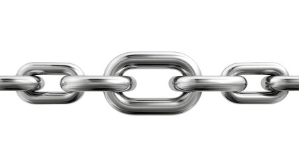 Obraz premium Interlinked Strength: A close-up view of a polished metallic chain, highlighting the interconnectedness and unwavering strength. Each individual link is a vital component of the robust whole.