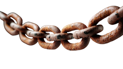 Rust Chain: A close-up shot reveals a weathered iron chain, its links displaying a rich tapestry of rust, symbolizing endurance, connection, and the passage of time.