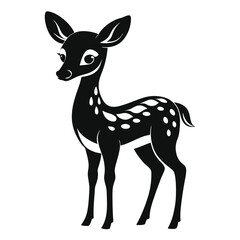 Fototapeta premium Cute Black and White Silhouette of a Baby Deer