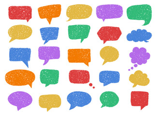 Colorful Crayon Speech Bubbles Set with Various Shapes and Styles