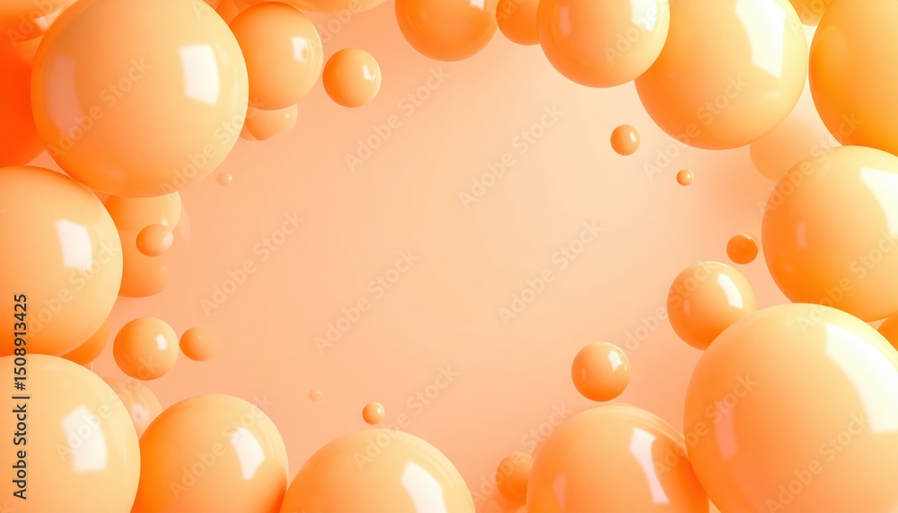 Poster dynamic orange bubble burst animation abstract design digital art minimalist background top-down vie