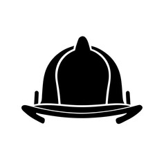 Minimalist black silhouette of a firefighter's helmet on a white background