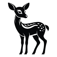 Elegant black and white stylized deer graphic.