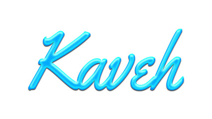 Glowing blue effect of name Kaveh on white background.