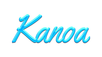 Glowing blue effect of name Kanoa on white background.