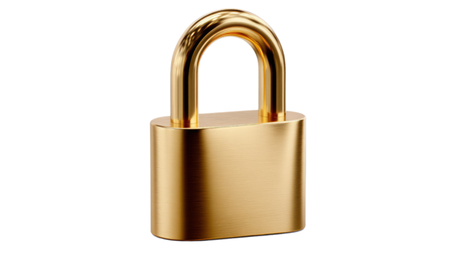 Golden Security: A gleaming golden padlock, symbolizing safety and protection, stands as a powerful visual for security.