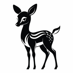 Cute Black and White Silhouette of a Baby Deer