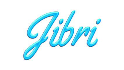 Glowing blue effect of name Jibri on white background.