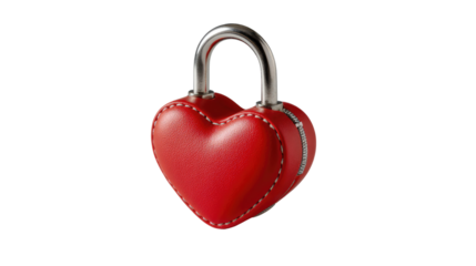 Heart-Shaped Lock: A striking red heart-shaped lock, symbolizes love, commitment, and the security of affection.