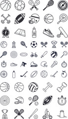 Dynamic Vector Illustration of Sports Equipment, Athletic Gear, and Fitness Activities