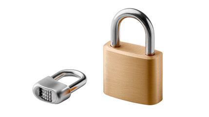Naklejka premium Secure the Moment: Two padlocks of different sizes showcase concepts of security, protection, and safeguarding valuables. A testament to the strength of safety.