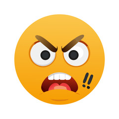 Fototapeta premium Angry Red Face Emoji with Furrowed Brow
