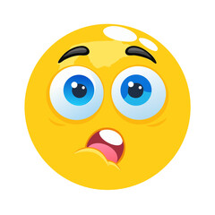 Fototapeta premium Confused and Scared Emoji with Wide Eyes and Open Mouth