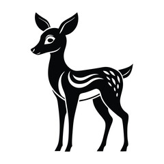 Elegant Black and White Silhouette of a Cute Deer