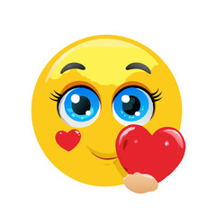 Loving Emoji Holding a Heart

