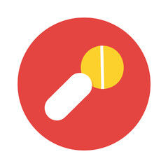 Flat Design Medicine Icon with Pills in a Red Circle

