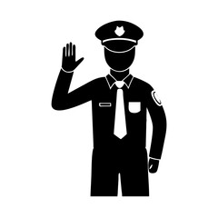 Stylized Silhouette of a Security Guard or Police Officer in Uniform

