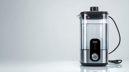 A modern water boiler with transparent body, showcasing its sleek design and functionality. It is perfect for boiling water quickly and efficiently