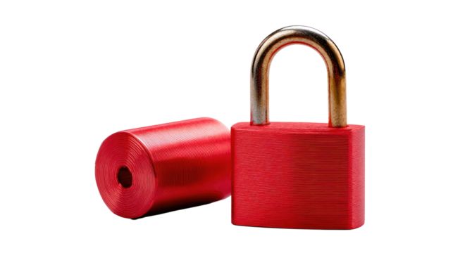 Red Padlocks of Security: Two red padlocks, one secured and the other loose, symbolize protection and the importance of safety. Capturing the essence of assurance and safeguarding.