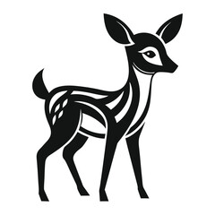 Stylized Black and White Silhouette of a Deer