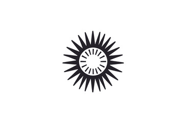 Fototapeta premium Abstract Sunburst Illustration- Modern Graphic Design- Geometric Starburst Pattern- Dark Rays and Concentric Circles- Minimalist Image for Creative Projects