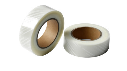 Rolls of Transparent Tape: Two rolls of transparent tape stand in a product shot, their translucent surfaces gleaming against the backdrop, showcasing their practical utility.