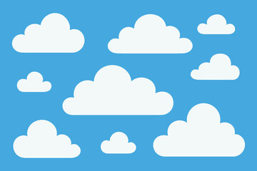Cartoon Clouds in a Blue Sky Vector Illustration