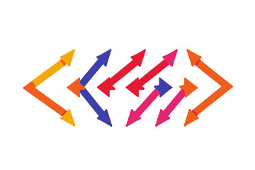 Colorful Directional Arrows on White Background-Abstract Arrow Design-Graphic Element with Forward Movement Concept-Vector Illustration with Bright Colors