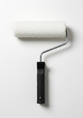 White paint roller on white background