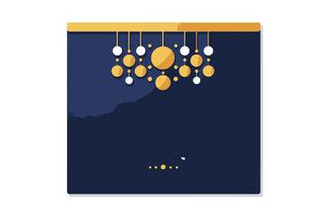 Elegant Gold and White Ornament Design on Navy Blue Background- Festive Decoration for Celebrations- Stylish and Modern Graphic with Circular Elements